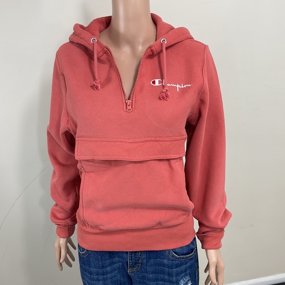 Champion Men’s Manorak Dusty Red Brick With Front Pouch Pocket Hoodie - Picture 6 of 16